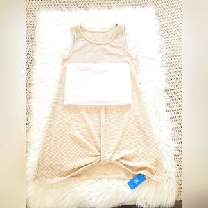 Women's Textured Twist Sleeveless Beige Medium‎ Swimwear Cover Up
